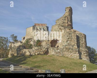Ruinen des Grabes der Mönche in Sacra di San Michele (St. Michael Abbey) auf dem Berg Pirchiriano in St. Ambrogio Italien Stockfoto