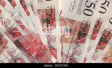 50 Britische Pfund Banknoten Währung des Vereinigten Königreichs Stockfoto