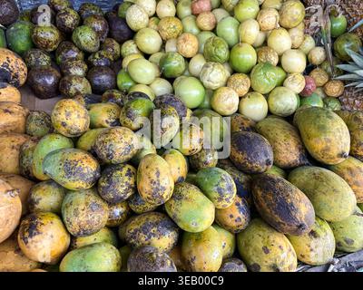 Exotisches Gemüse und Obst auf dem Markt Stand frische Bio-Lebensmittel Landwirtschaft und gesunde Ernährung Konzept Stockfoto
