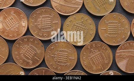 Pfund Münzen Geld GBP, Währung des Vereinigten Königreichs Stockfoto
