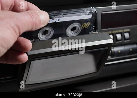 Musikkassette, Kassettenrekorder, Musikhören, Musikkassetten, Kassettenrekorder, Musik hören Stockfoto