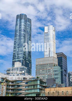 15 Hudson Yards Wohngebäude (links), 35 Hudson Yards Wohngebäude und Hotel (rechts), Manhattan, New York City, New York, USA Stockfoto