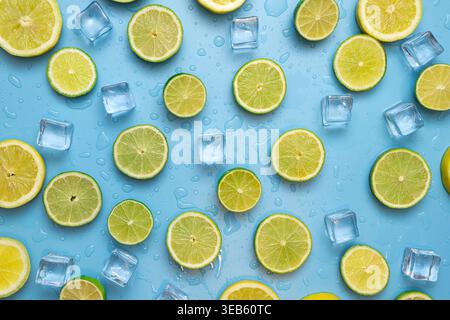 Erfrischungen, Eiswürfel, Limette, Erfrischungen, Eiswürfel, limes Stockfoto