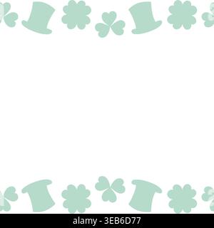 Oberer und unterer Kleeband Rahmen irische Feiertagseinladungsvorlage Kopierraum Minimal Flat Design. Isolierte Vektor-Illustration St. Patrick Day Verwandte Inhaltsmuster Grüße Werbematerial Stock Vektor