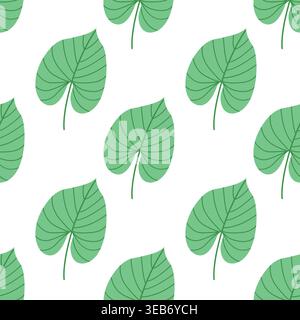 Tropisches Blatt nahtloses Muster Vektor flacher botanischer Hintergrund Sommer Textildruck Stock Vektor