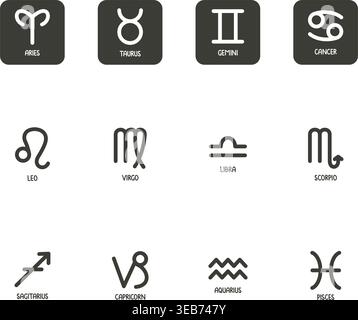Horoskop Zodiac Icon Set Vektor Design Vorlagen einfaches und modernes Konzept Stock Vektor