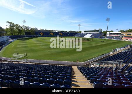 Vereinigtes Königreich, Sophia Gardens, Cardiff, 25. April, Genertal Blick auf den Boden vor dem Beginn des zweiten Tages der Rothesay County Championship Division ein Spiel zwischen Glamorgan CCC und Leicestershire CCC in den Sophia Gardens Cardiff, 25. April 2026 Credit: John Mallett/Alamy Live News Stockfoto