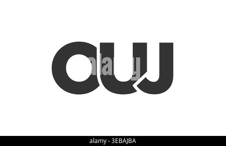 OUJ-Logo-Vorlage mit starkem und modernem, fettgedrucktem Text. Anfänglich basierter Vektorlogotyp mit einfacher und minimaler Typografie. Trendige Firmen-ID Stock Vektor