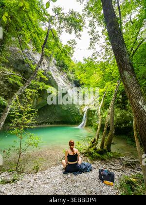 Wanderweg der sieben Wasserfälle (Staza 7 slapova) in Buzet, Istrien, Kroatien, Europa Stockfoto