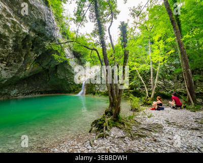 Wanderweg der sieben Wasserfälle (Staza 7 slapova) in Buzet, Istrien, Kroatien, Europa Stockfoto