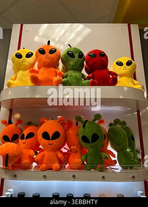 Alien Fortune Telling Machines auf Alien Fresh Jerky ROAD ATTRACTION, Alien Show 8. Juni 2021 in Baker California. Foto: Jennifer Graylock-Alamy 917-519-7666 Stockfoto
