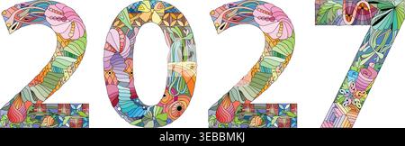 2027 Zahlendesign. Niedliche Vektor-Illustration für Dekoration Stock Vektor