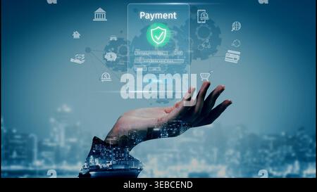 Sichere Online-Zahlungen, sichere E-Commerce-Transaktionen, digitale Zahlungslösungen, Online-Finanzsicherheit und elektronische Zahlungssysteme gewährleisten Stockfoto