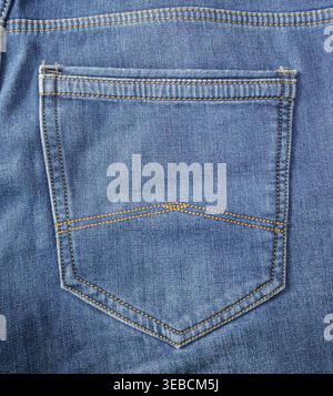Denim-Tasche hinten mit Nahaufnahme Stockfoto