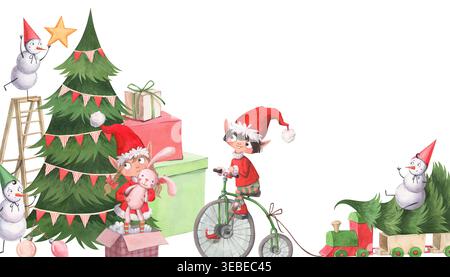 Ein Banner mit einer gemütlichen Weihnachtsszene Stockfoto