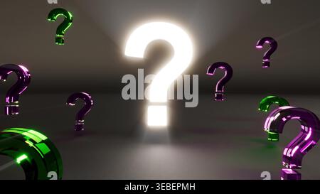 Strahlstrahlzeichen Fragezeichen bg 3D-Rendering Stockfoto