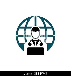 Global Telemedicine & Online Doctor Consultation Logo Stock Vektor
