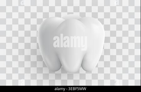 Clean 3D Human Zahn Symbol für die Zahnpflege. Realistisches zahnmedizinisches Element für das Klinikdesign. Vektorabbildung Stock Vektor