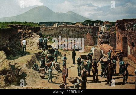 Ausgrabungen bei Pompeji um 1900. Stockfoto