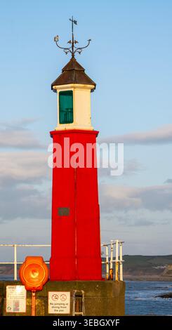 Watchet Harbour Lighthouse, Watchet, Somerset, England, Großbritannien Stockfoto