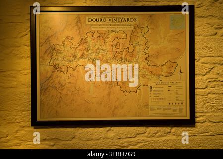 Karte der Weinberge von Douro in der Hafenweinregion Douro Valley . Portugal, Europa Stockfoto