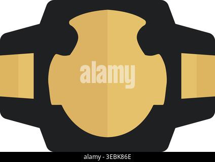 Einfache Illustration eines Meisterschaftsgürtels mit einer großen goldenen Mittelplatte und Seitenplatten Stock Vektor