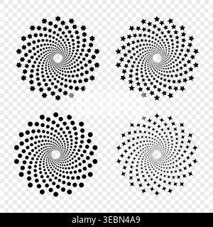 Vektor-Halbtonhintergrund. Abstrakte geometrische Mandalas festgelegt Stock Vektor