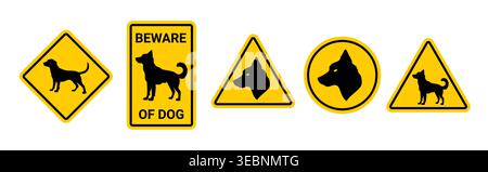 Hundehüter Symbol für Schildwächter. Hundegefahr Verbotene Piktogrammvektorsymbole Achtung Stock Vektor