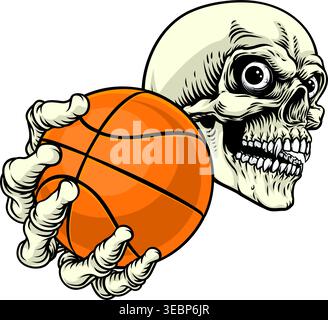 Skeleton Grim Reaper Death Basketball Team Mascot Stock Vektor
