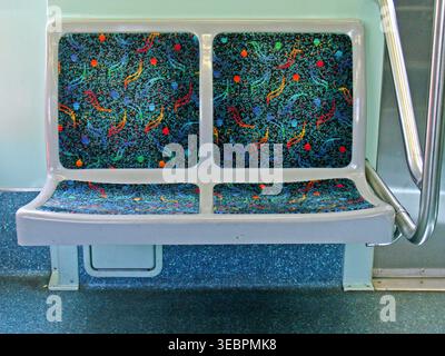 Sondersitz, in Wagen, Zug, Bahnhof, Hauptstadt, Sao Paulo, Brasilien. Stockfoto