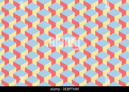 Nahtloses geometrisches Muster mit Würfeln in Vektorillustration im Retro-Stil Stock Vektor