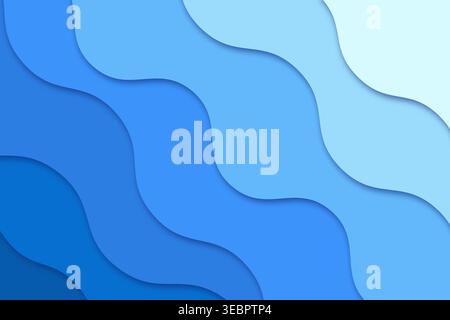 Papier geschnittener Hintergrund mit blauen welligen Schichten. Abstrakte Papierschnitzvorlage für Bucheinband-Vektorillustration. Stock Vektor