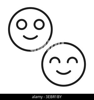 Fröhliche glückliche lächelnde Gesichter in minimalistischem Line Art Stil Vektor. Diese Symbole stehen für positive soziale Vibes und Erfolg. EPS 10. Stock Vektor