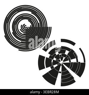Abstrakter geometrischer Kreisdatenvisualisierungsmuster-Vektor. Ideal für futuristische Benutzeroberflächen, Web-Hintergrund und Infografiken. EPS 10. Stock Vektor