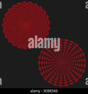 Abstrakter roter geometrischer Spiralmandala-Muster-Vektor. Perfekt für modernes Branding, digitale Kunst und abstrakte Hintergrunddesigns. EPS 10. Stock Vektor