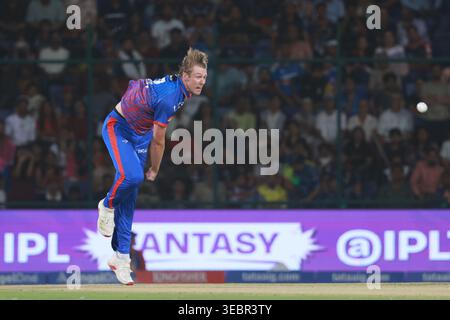 Neu-Delhi, Delhi, Indien. April 2026. Kyle Jamieson von Delhi Capitals während Delhi Capitals vs Royal Challengers Bengaluru, 39. Match, Indian Premier League 2026 im Arun Jaitley Stadium, New Delhi, Indien am 27. April 2026. (Kreditbild: © Avijit das/ZUMA Press Wire) NUR REDAKTIONELLE VERWENDUNG! Nicht für kommerzielle ZWECKE! Quelle: ZUMA Press, Inc./Alamy Live News Stockfoto