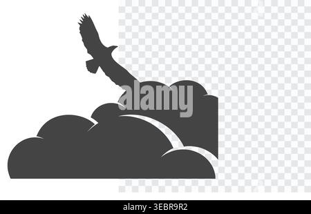 Eagle Fliegt Über Wolken Silhouette Stock Vektor