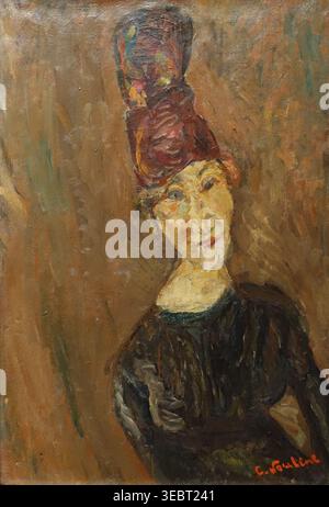Frau in einem großen Hut, 1919, Soutine Chaim Solomonowitsch (1893-1943), Öl auf Leinwand. Stockfoto