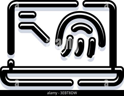 Laptop zeigt biometrische Fingerabdruckscans für Sicherheitszugriff an Stock Vektor