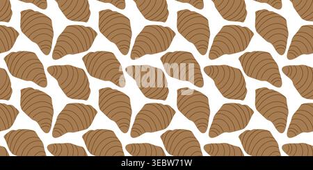 Nahtloses Muster Banner-Format von handgezeichneten Croissants im trendigen monochromen beigen Backwarenhintergrund. Isolierte Vektor-Illustration Preisliste oder Menükarte Hintergrund Druckmaterial Banner, Faltblatt, Tag Stock Vektor
