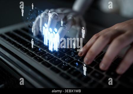 KI unterstützt die globale Belegschaft durch Analyse von Personen-, Netzwerk- und Verteilungsdaten für intelligentere Teamkonnektivität Latch Stockfoto