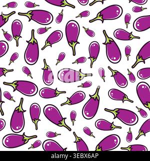 Hintergrund des nahtlosen Musters der Aubergine. Flache Abbildung Hintergrundevektor der Aubergine Stock Vektor