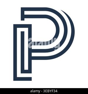 Geometrisches dreizeiliges P-Logo für Technik und Konstruktion Stock Vektor