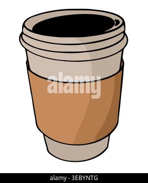 Kaffeetasse zum Mitnehmen Papierhülle flaches Symbol für Café und Frühstücksmenü grafische Illustration Stockfoto