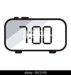 Symbol für digitalen Wecker mit 7-Uhr-Vektor. Perfekt für Zeitmanagement-Konzepte und Benutzeroberflächenentwürfe. EPS 10. Stock Vektor