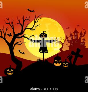 Halloween gruselige Landschaft. Vektorabbildung Stock Vektor