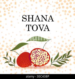 Shana Tova Granatäpfel Karte. Vektorabbildung Stock Vektor
