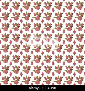 Zusammensetzung rosa Rosen. Nahtloses Muster. Vektorabbildung. Stock Vektor