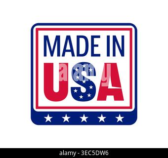 „Made in USA“-Emblem mit amerikanischem Flaggenlabel Stock Vektor
