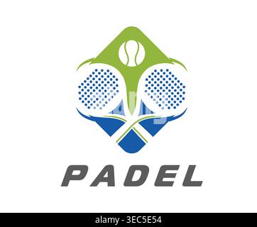 Padel Sport Club, Paddeltennis Ikone, Teamabzeichen Stock Vektor